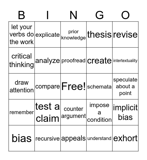 Untitled Bingo Card