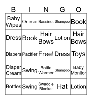 Sarah's Gift Bingo Card