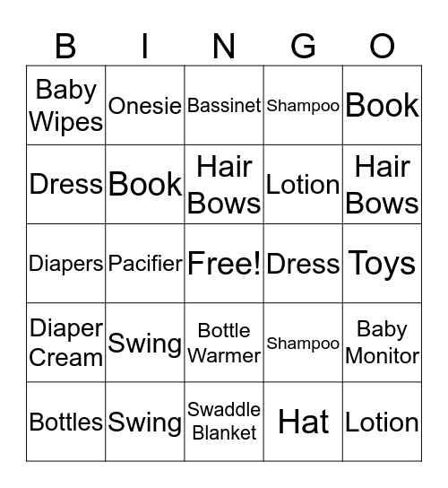 Sarah's Gift Bingo Card