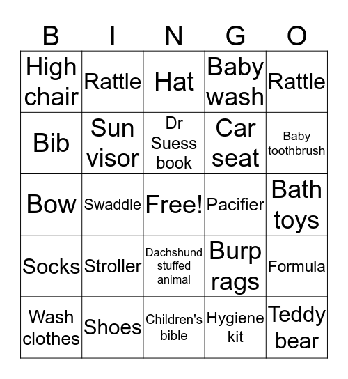 Baby bingo  Bingo Card