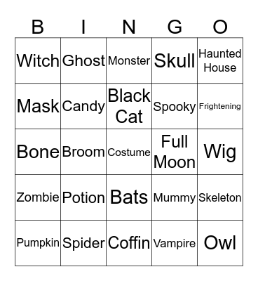 Halloween Bingo Card