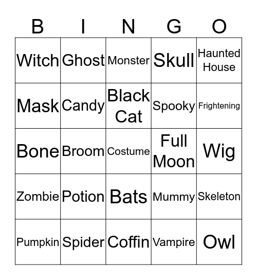 Halloween Bingo Card