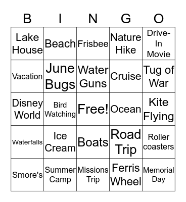 Summer Bingo Card