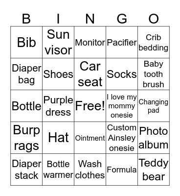 Baby bingo  Bingo Card