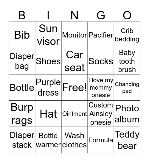 Baby bingo  Bingo Card