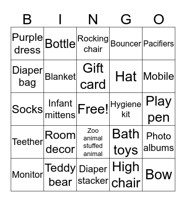 Baby bingo  Bingo Card