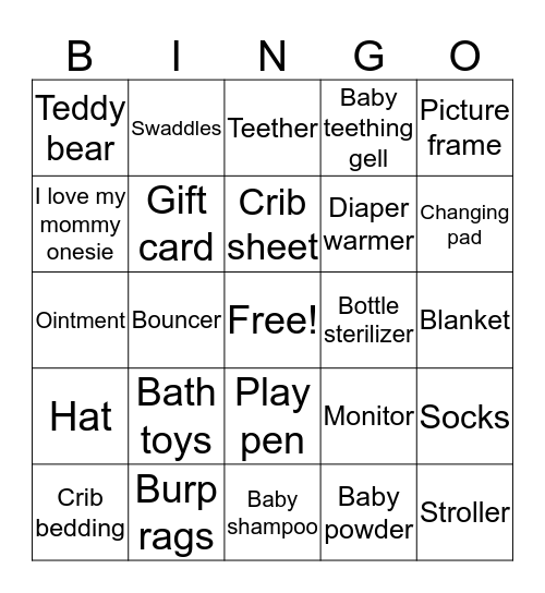 Baby bingo  Bingo Card