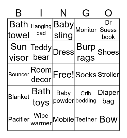 Baby bingo  Bingo Card