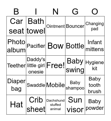 Baby bingo  Bingo Card