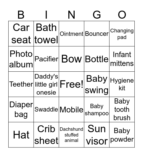 Baby bingo  Bingo Card