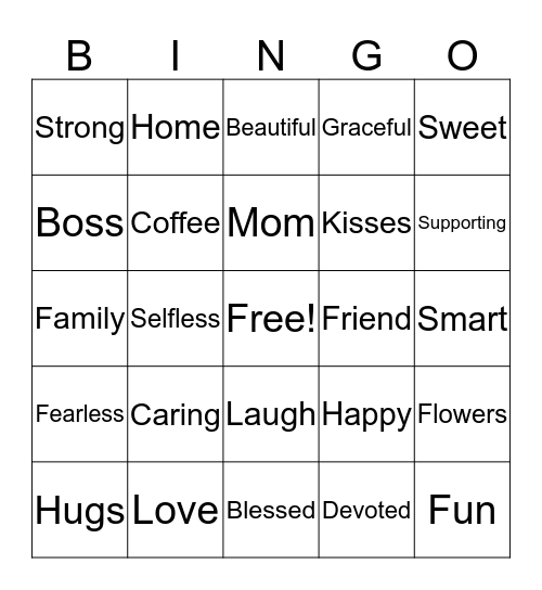 Mother's Day Bingo Card