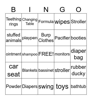 Baby Bingo Card