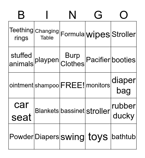 Baby Bingo Card