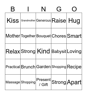 Mother's Day Bingo Card