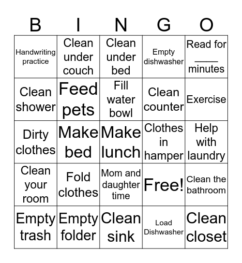 Weekend Bingo Card