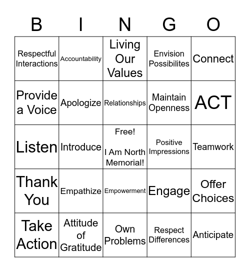 UNMATCHED CUSTOMER SERVICE Bingo Card