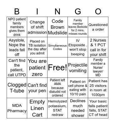 NURSE BINGO Card