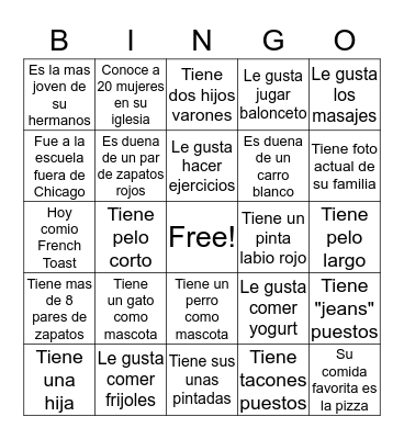 Dia de las Madres Bingo Card