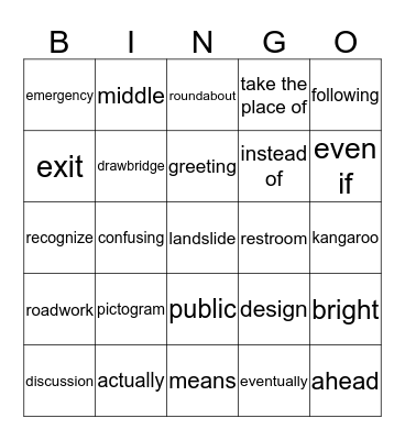 When words won't work Bingo Card