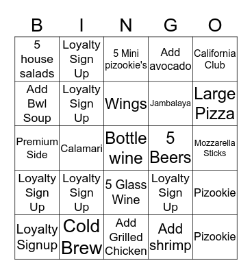 Bj's Laguna Beach Bingo Card