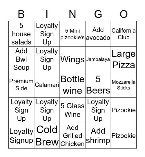 Bj's Laguna Beach Bingo Card