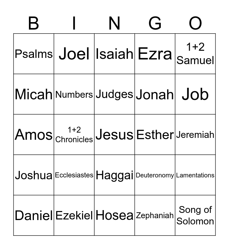 Old Testament Books Bingo Card