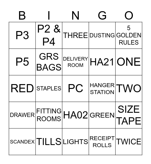 OPERATIONS Bingo Card