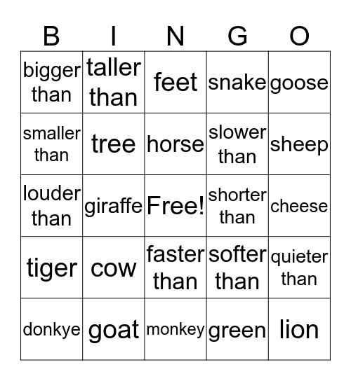 Unit 13 Bingo Card