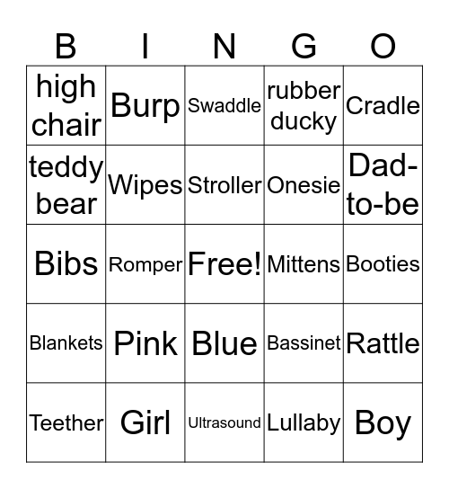Niti's Baby Shower Bingo Card