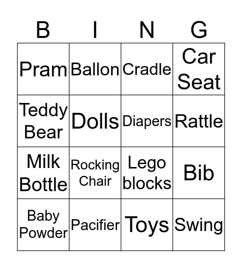 Little Baby Likes........ Bingo Card