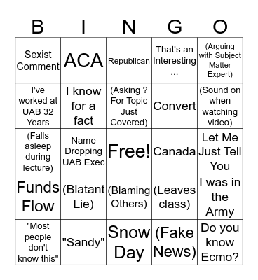 BOBO summer bingo Card