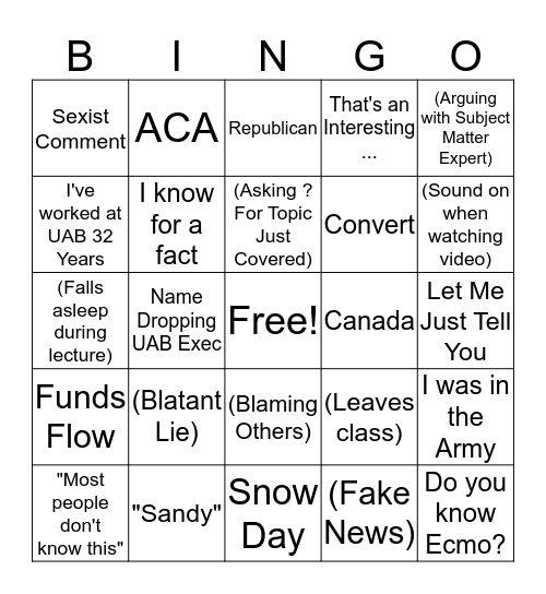 BOBO summer bingo Card