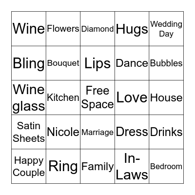 Bridal Bingo Card