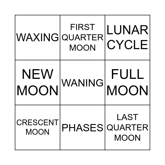 LUNAR CYCLE Bingo Card