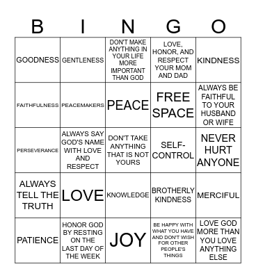 BIBLE BINGO Card