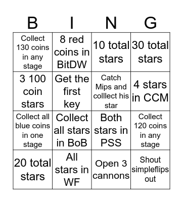 SM64 Challenges Bingo Card