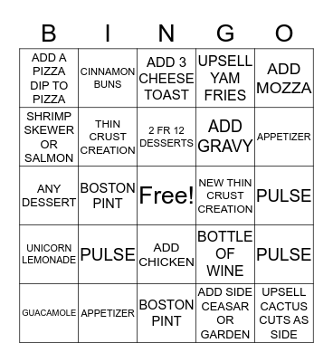 SERVER BINGO Card