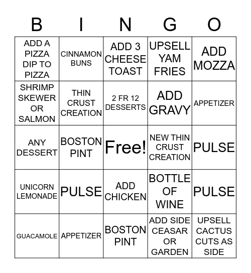 SERVER BINGO Card