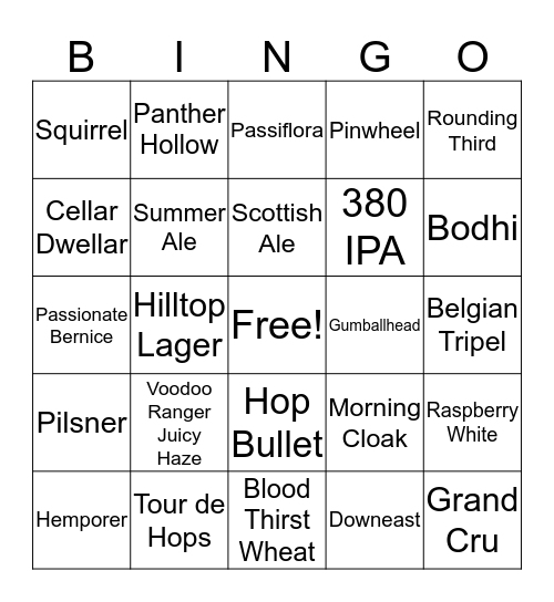 Beer Bingo Card