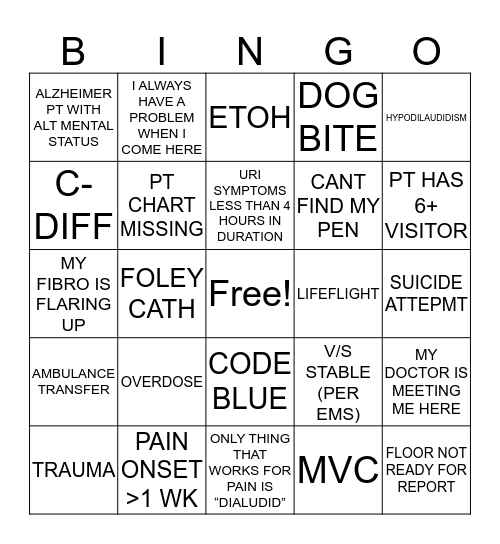 ER BINGO Card