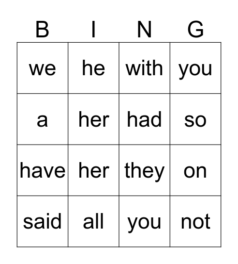 RED Bingo Card