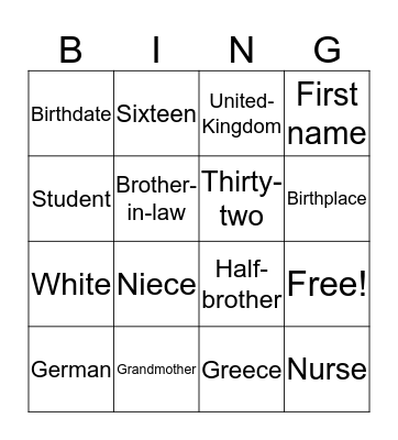 Untitled Bingo Card