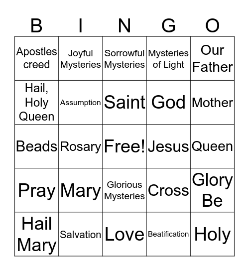 Mary Bingo Card