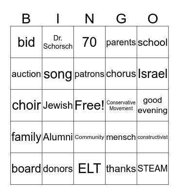 Gala Auction Bingo! Bingo Card