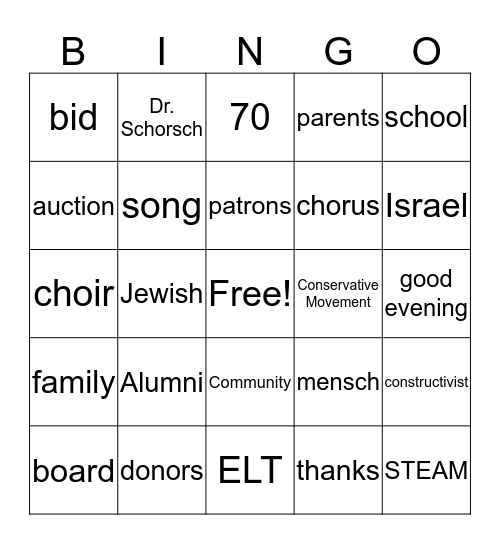 Gala Auction Bingo! Bingo Card