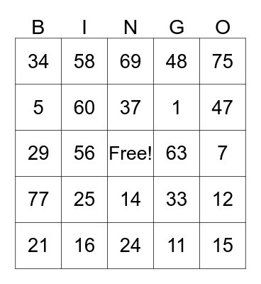 Fun Bingo  Bingo Card