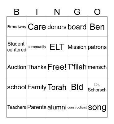 Gala Auction Bingo Card 2! Bingo Card