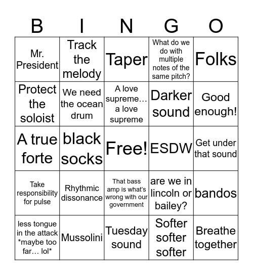CU Winds Bingo Card