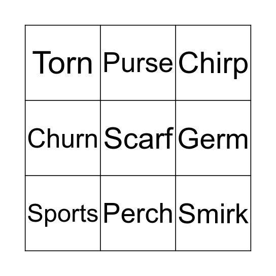 Vowels + R Bingo Card