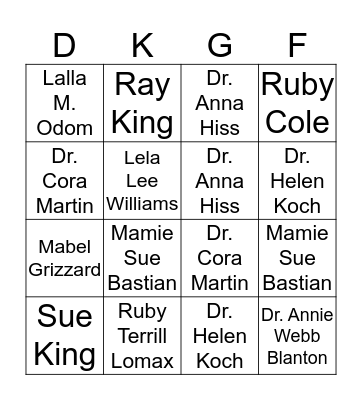 DKG Founders Bingo Card